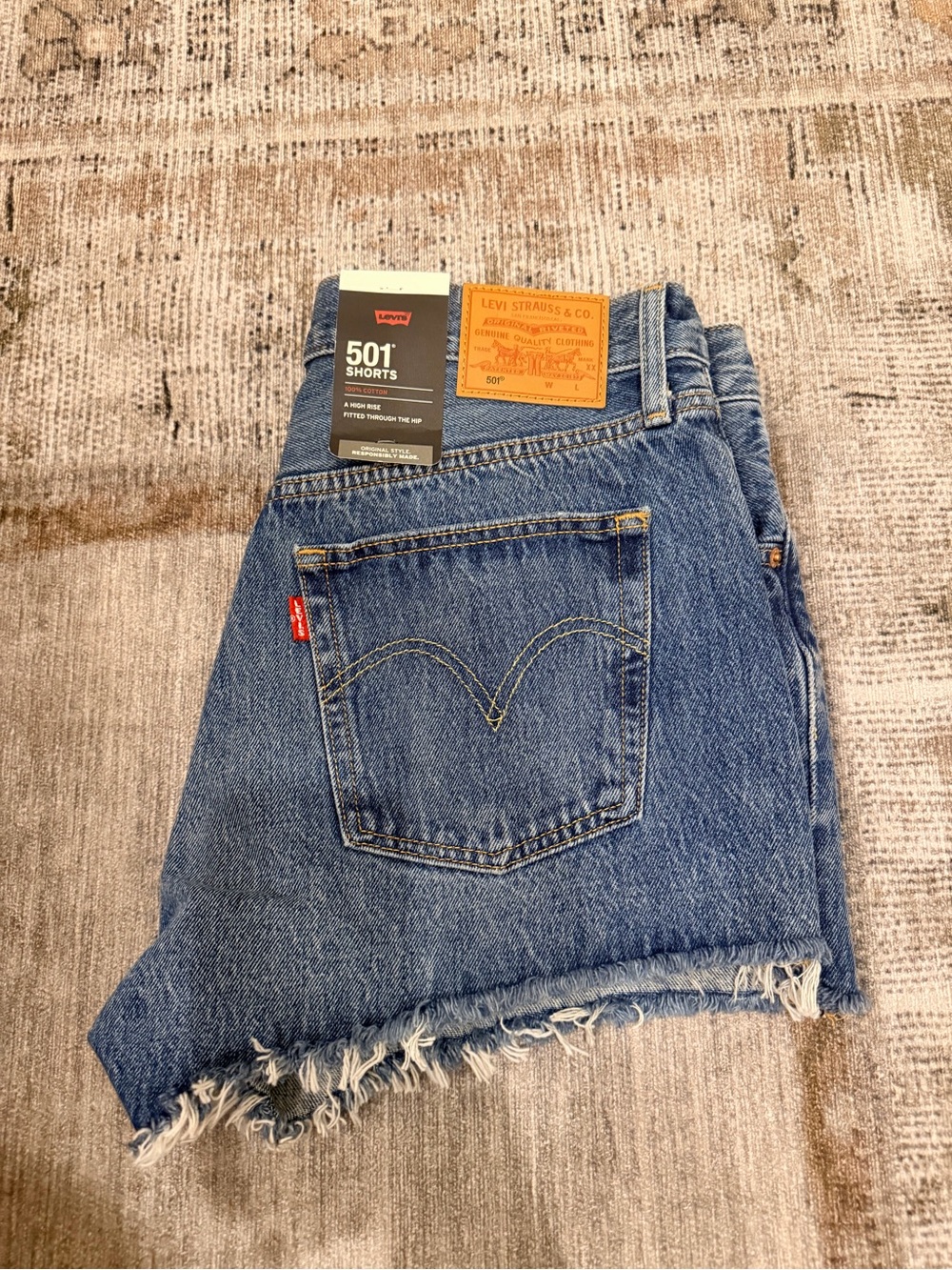 Levi's Blue Frayed Hem 501 Cutoff Shorts